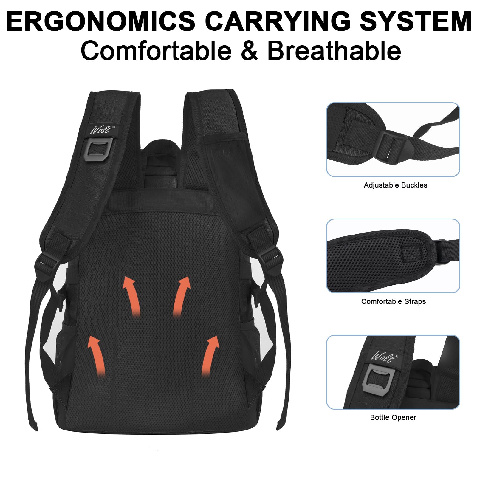 Sac à Dos Isotherme WOLT 24 Canettes - Étanche Grande Capacité Camping Plage