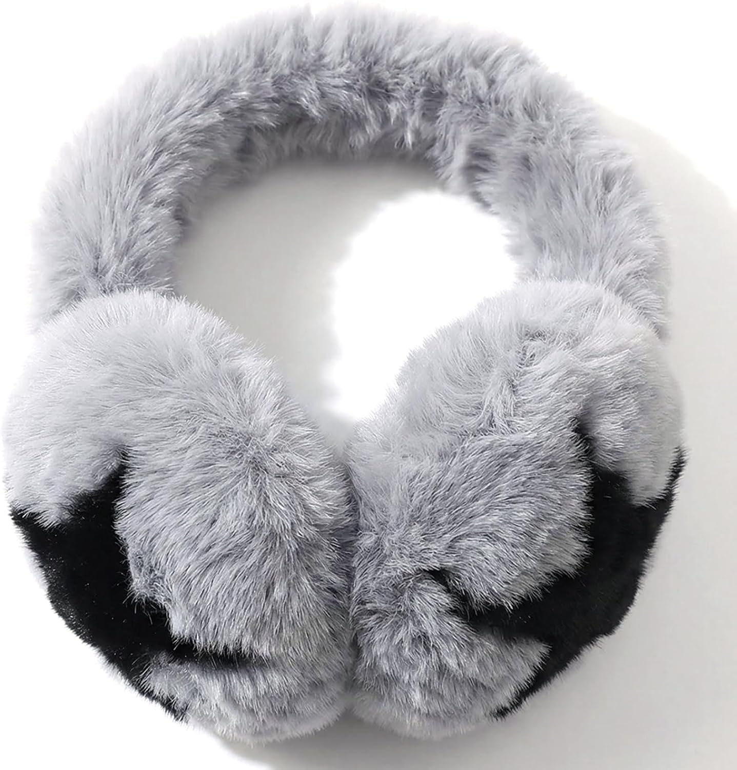 Cute Ear Muffs Soft Warm Windproof Fuzzy Earmuffs Foldable Star Pattern Ear Muffs for Winter Women Grey