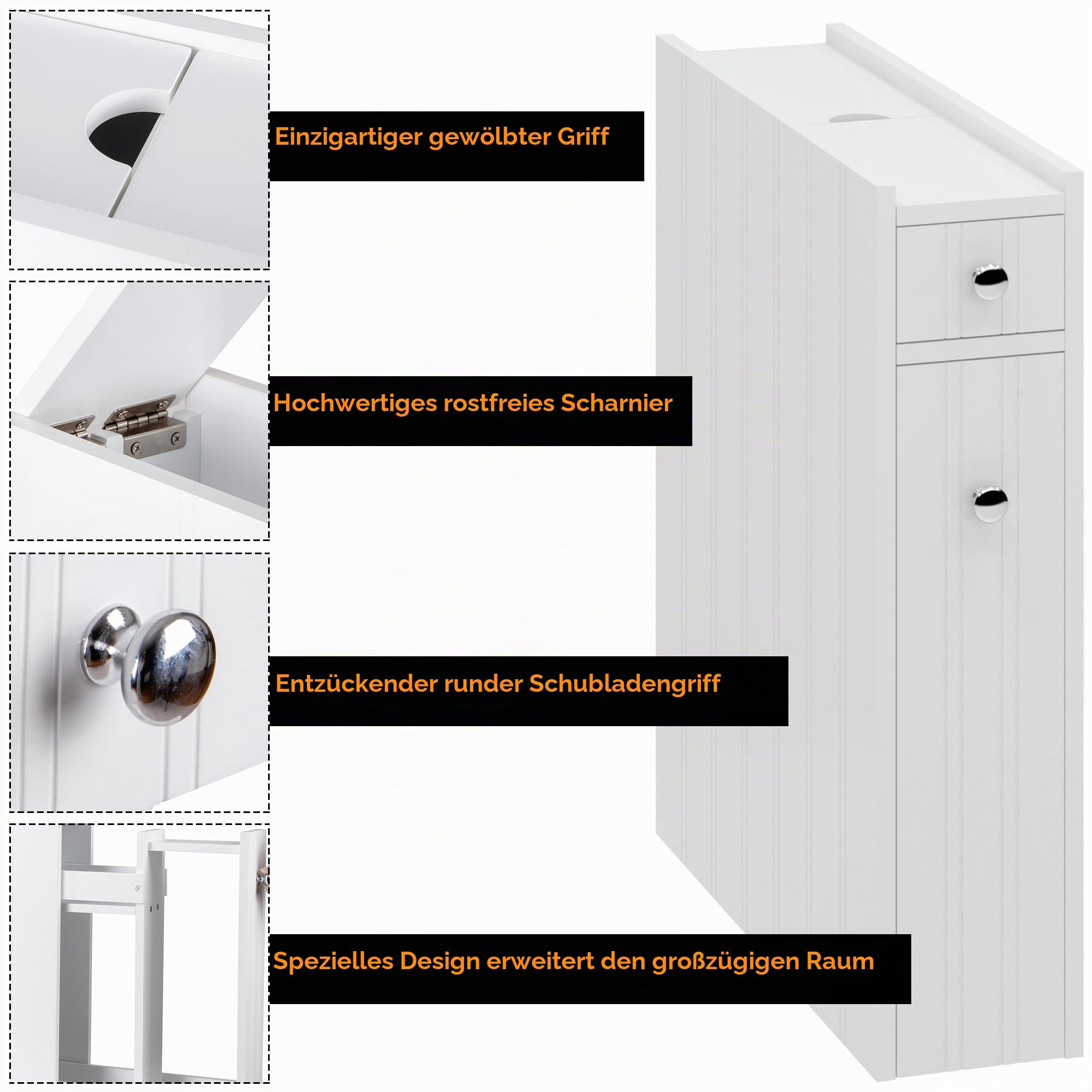 soges Schrank mit Schublade und Regal, rollender Schrank für Badezimmer, Gewürzregal Schrank für Küche
