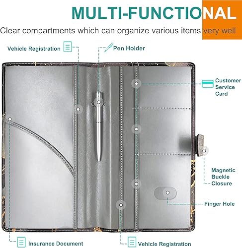 Miniatura 3 de RSAquar Soporte para registro y seguro de automóvil, organizador de guantera, accesorios para automóvil, soporte para documentos de automóvil para