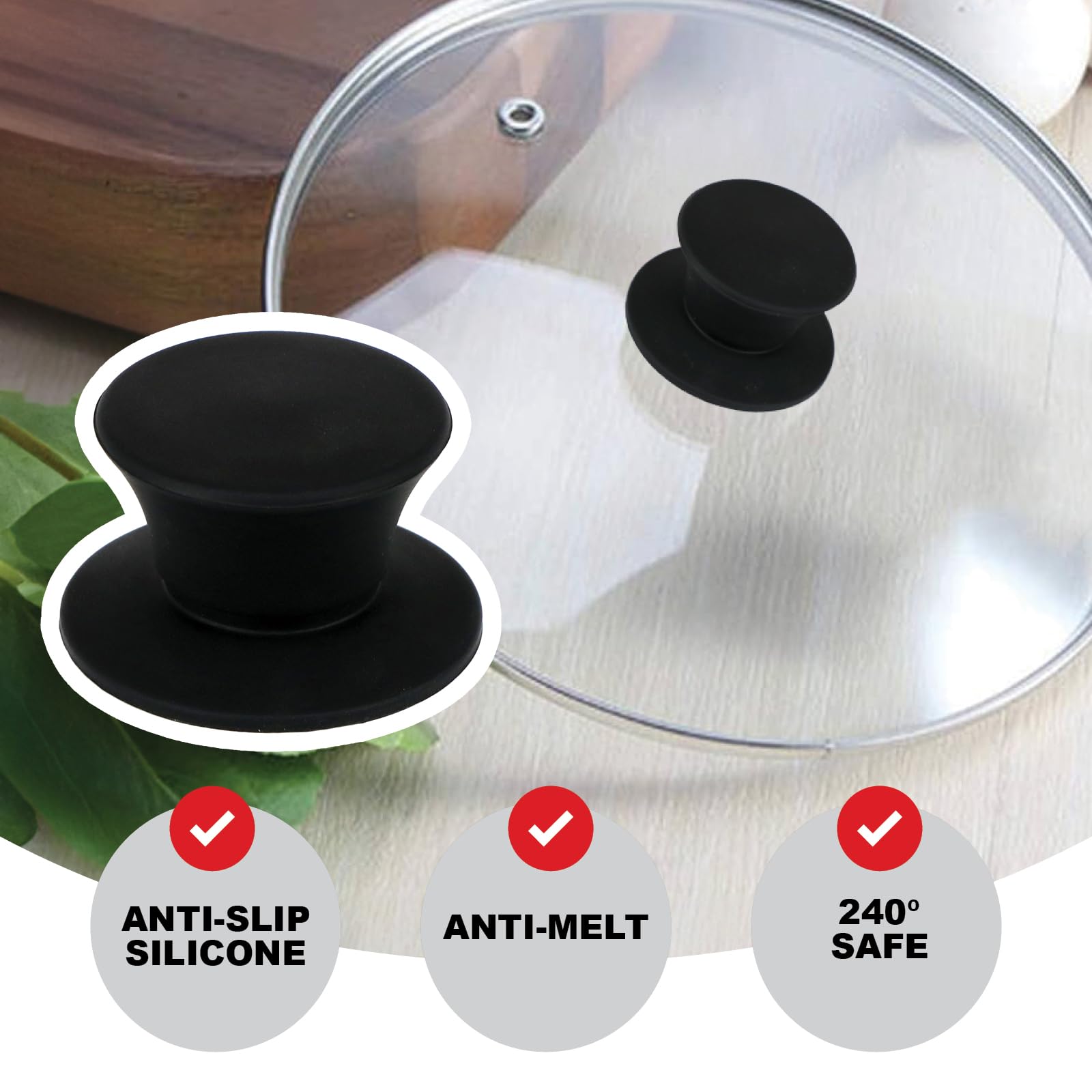 Spares2go Manopola Di Ricambio Nera Con Gonna Di Sicurezza Per Coperchio In Vetro Di Pentole A Lento Cottura Swan - 2
