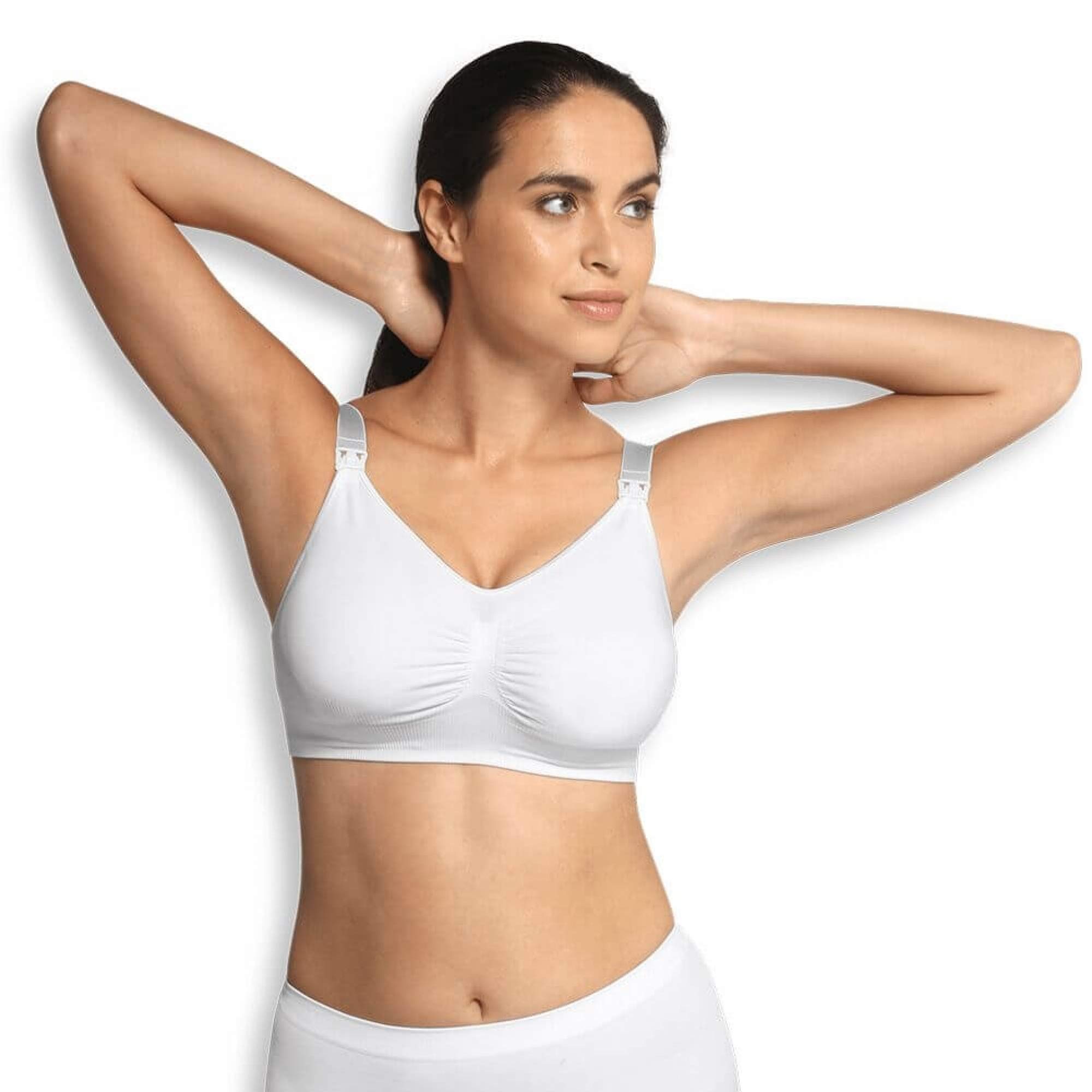 Carriwell Women Carrigel- Seamless Breast Feeding And Pregnancy Bra, Wide Straps For Better Support, Soft Yellow Gel, With Bra Extension[White][Xtra Large]