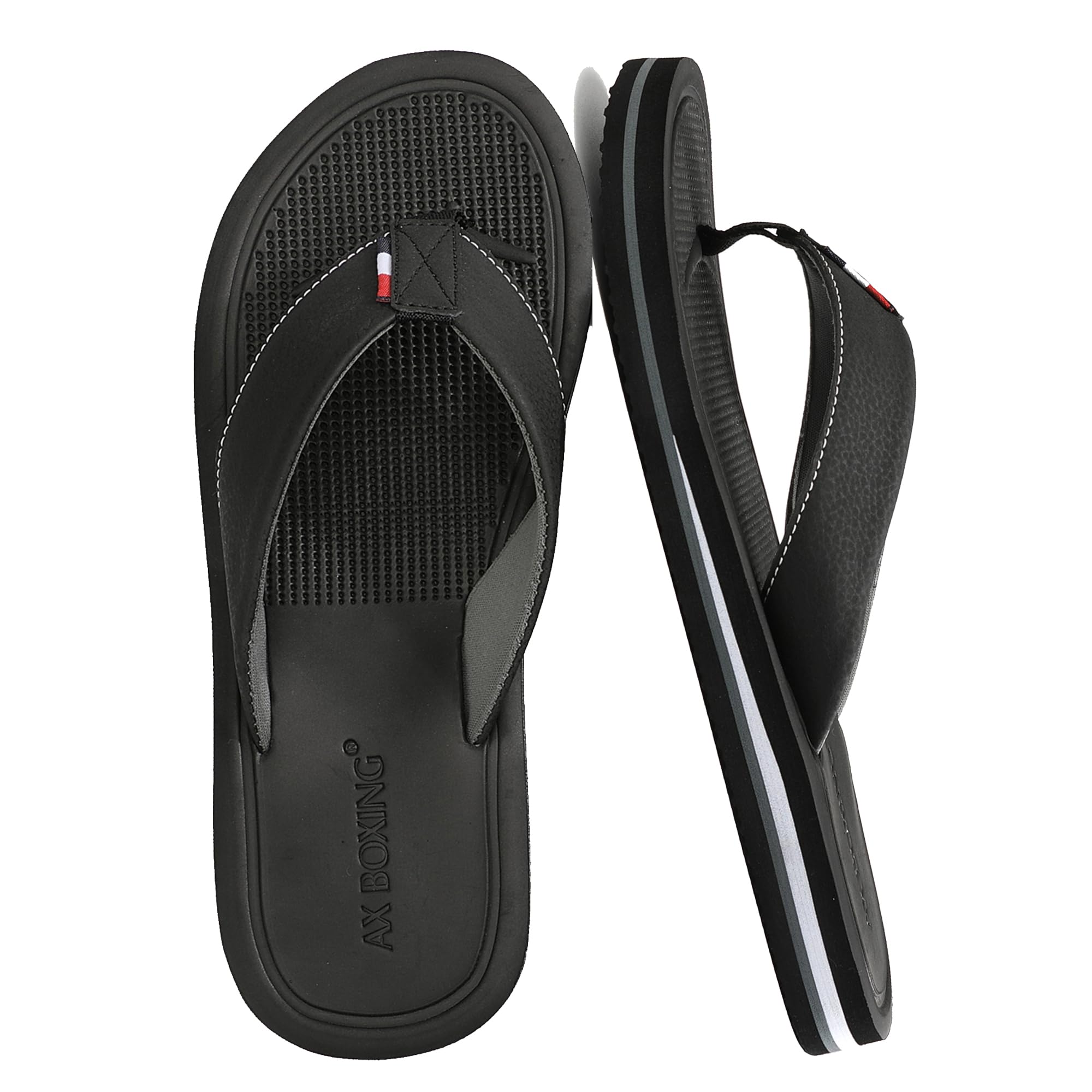 AX BOXING Flip Flops Herren Zehentrenner Rutschfest Leder Badelatschen Sandalen Beach Pool 41-46 EU