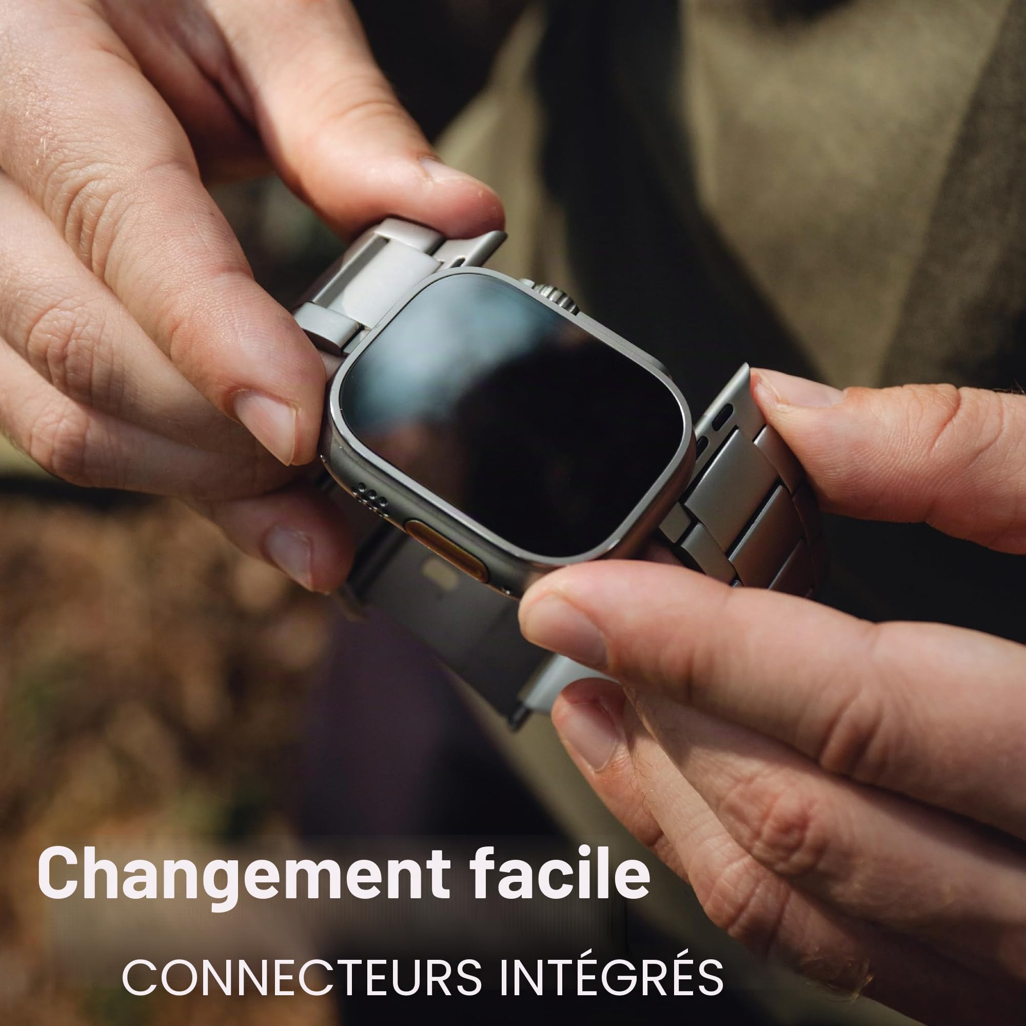 KORDIZ Bracelet de montre en titane T01 (Max) - Compatible avec Apple Watch Ultra 2 et Ultra (49 mm) - Bracelet de montre en titane réglable avec fermoir sécurisé - Bracelet de couleur