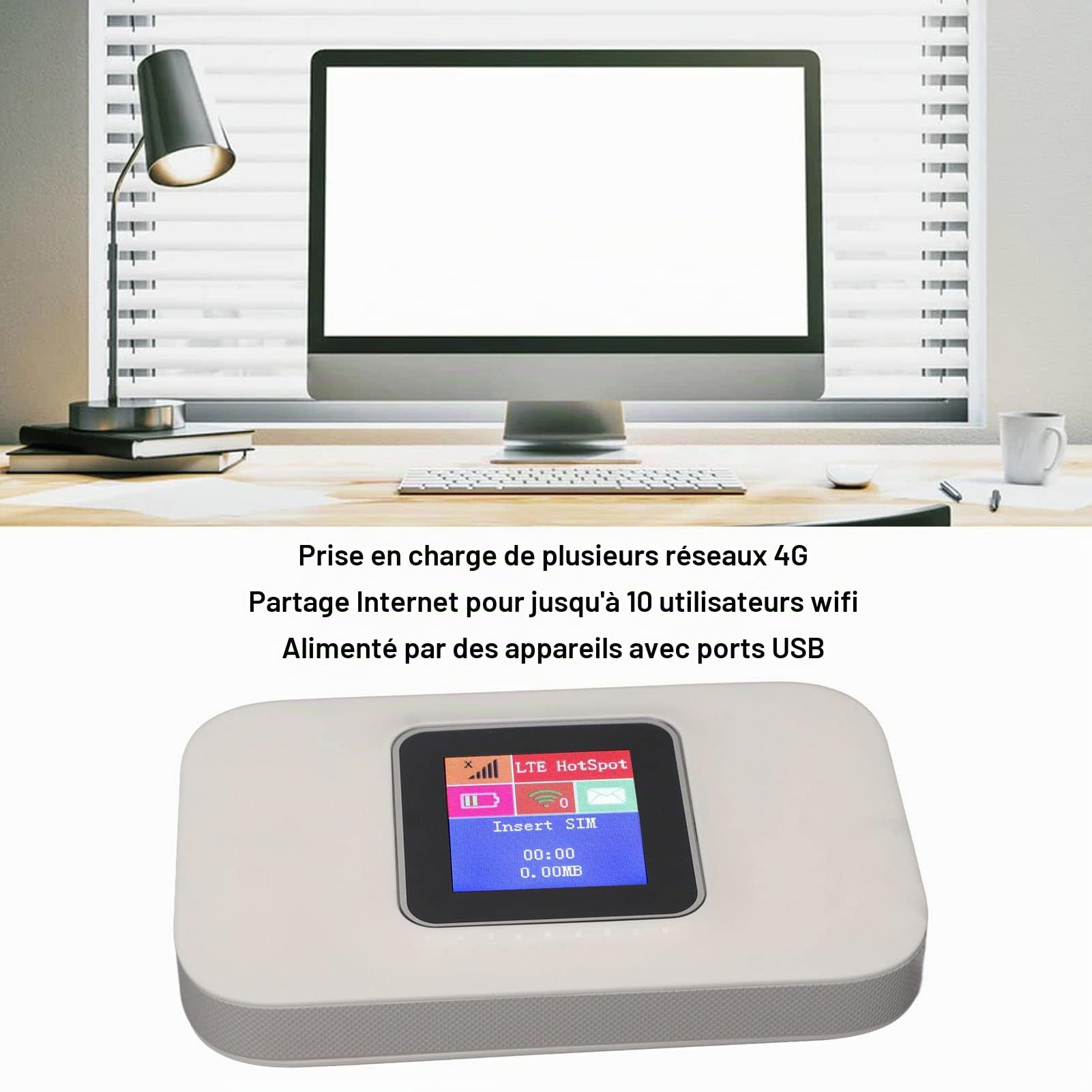 Focket Hotspot Mobile 4G LTE, Routeur Hotspot sans Fil Portable, WiFi de Poche Haute Vitesse 300Mbps, Connecte jusqu'à 10 Appareils, Réseau sans Fil sécurisé n'importe où Focketxqh29ozaft