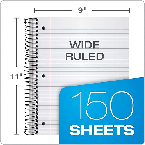 Miniatura 3 de Oxford 89804 - Cuaderno de espiral, 3 temas, regla ancha, cubiertas de plástico duraderas, bobina fuerte, 3 bolsillos duraderos, 8.5 x 11 pulgadas,