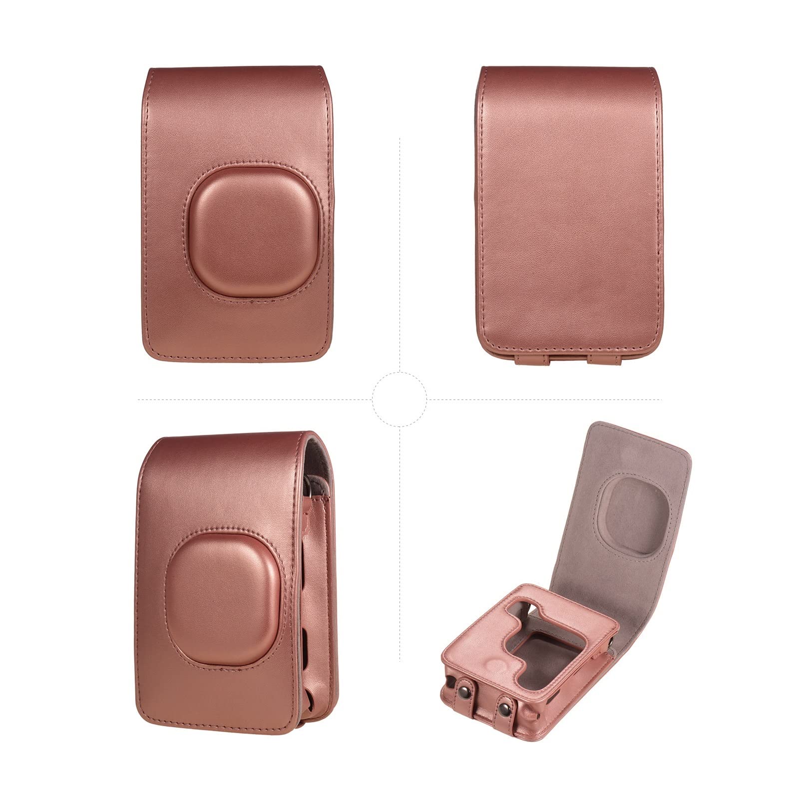 HCZION Sacca for mini fotocamera morbida retrò Pu Copertura in pelle con tracolla cinghia adatta for fujifilm adatta for instax mini adattamento for la custodia for fotocamera istantanea liplay(Black)