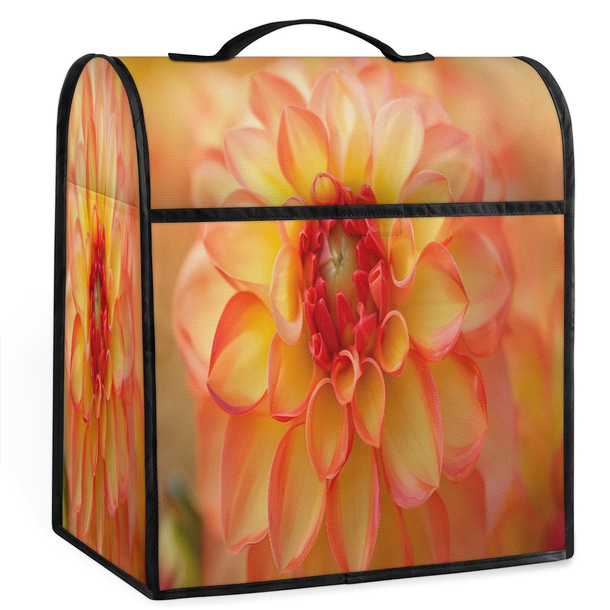 Coffee Maker Cover Dahlia Flower Kitchen Appliance Covers Small Appliance Covers Blender Cover Juicer Cover Dust Covers for Kitchen Appliances with Top Handle and Pockets,Washable,B752