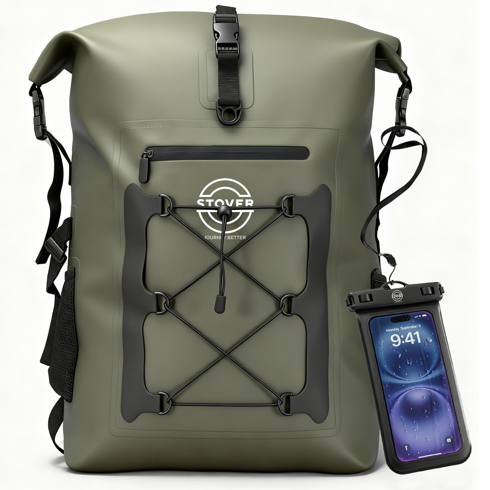 STOVER 5/10/25/30/40/55L Waterproof Dry Bag- Roll-Top Backpack w/Phone Case- Kayaking, Hiking, Camping, Boating- Men/Women
