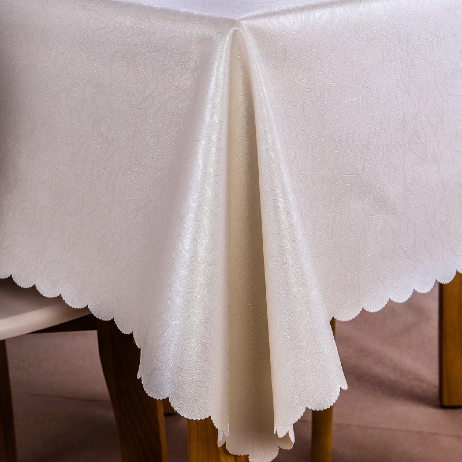 Manteles Mesa Antimanchas Impermeable Anti Arañazos Calientes Nórdico o para Cocina Comedor B White Plateado 180cm Diámetro Redondo