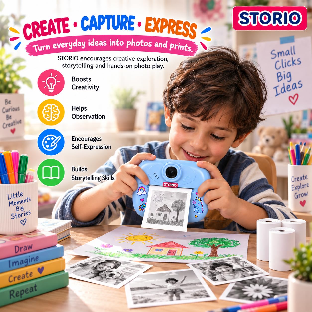 Storio Camera with Print - Instant Kids Camera -8