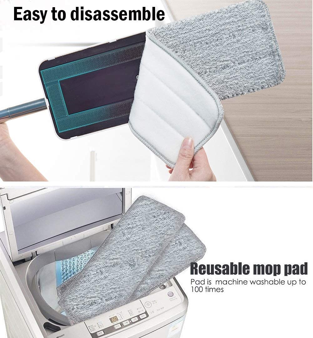 Mop Squeeze Mocio Piatto Mano Libera Mocio Rotante in Microfibra con Secchio Mocio Antipolvere autopulente Bagnato e Asciutto con 4 Panni riutilizzabili in Microfibra