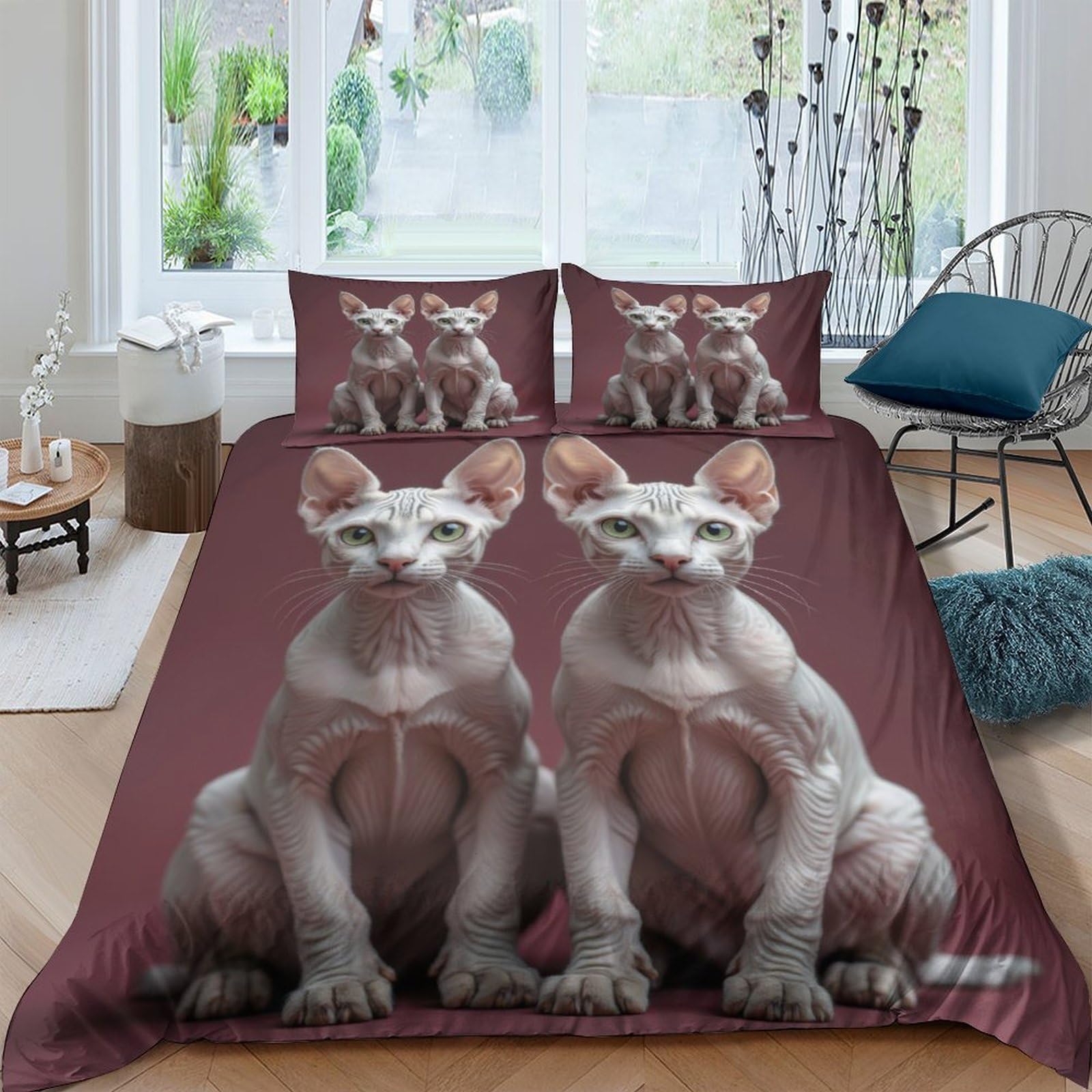Ctjqhvkz Style-4 3D Printed Sphynx Cat Fitted Sheet Microfiber Brown Artistic Bed Cover For Bedroom Dorm Mattress Protection Decor Single（135X200cm）