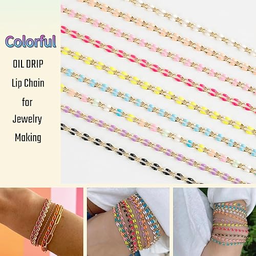 Miniatura 8 de Cadena chapada en oro para hacer joyas, collar de cable de goteo de aceite naranja, cadenas, pulseras para mujer, accesorios de fabricación de joyas