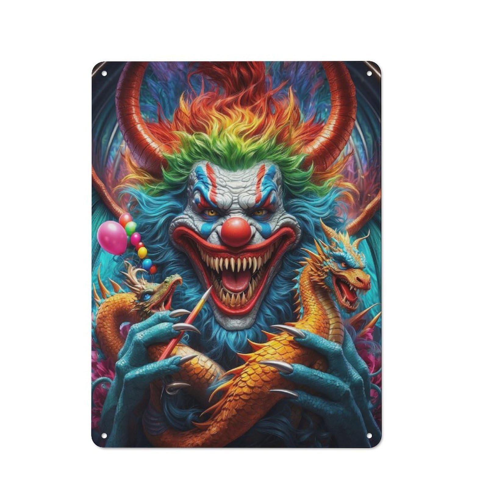 Junmoney The Sinister Carnival Tin Wall Plaque 40X30cm With For Bar Or Restaurant, Suited To Bar Decor Enthusiasts