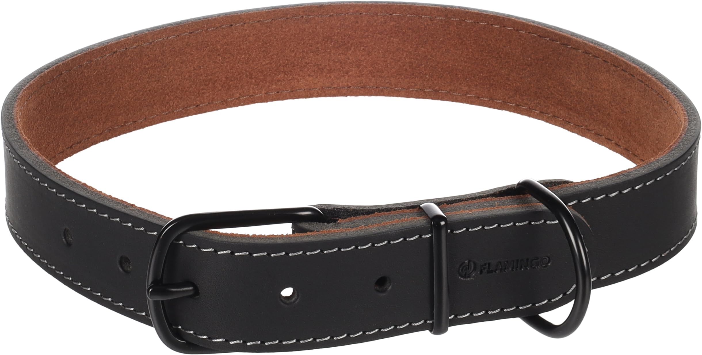 Collier Montana Cuir Noir XXL grand chien ajustable 53-63cm