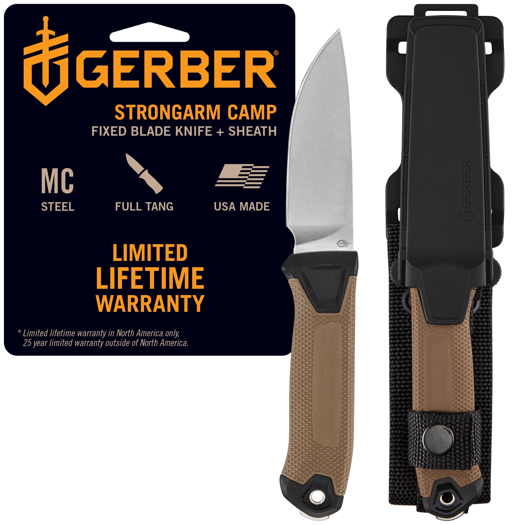 Gerber Gear StrongArm Camp Magnacut - Fixed Blade Survival Tactical Knife for Camping, Ou…
