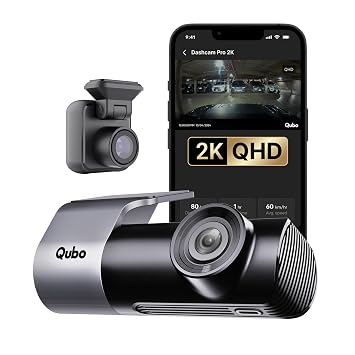 Qubo Car Dashcam [New Launch] Pro 2K Front + Rear by Hero Group | Dual Channel Dash Cam | Wide Angle View | G-Sensor | Wi-Fi | Emergency Recording | Supports Up to 1 TB SD Card