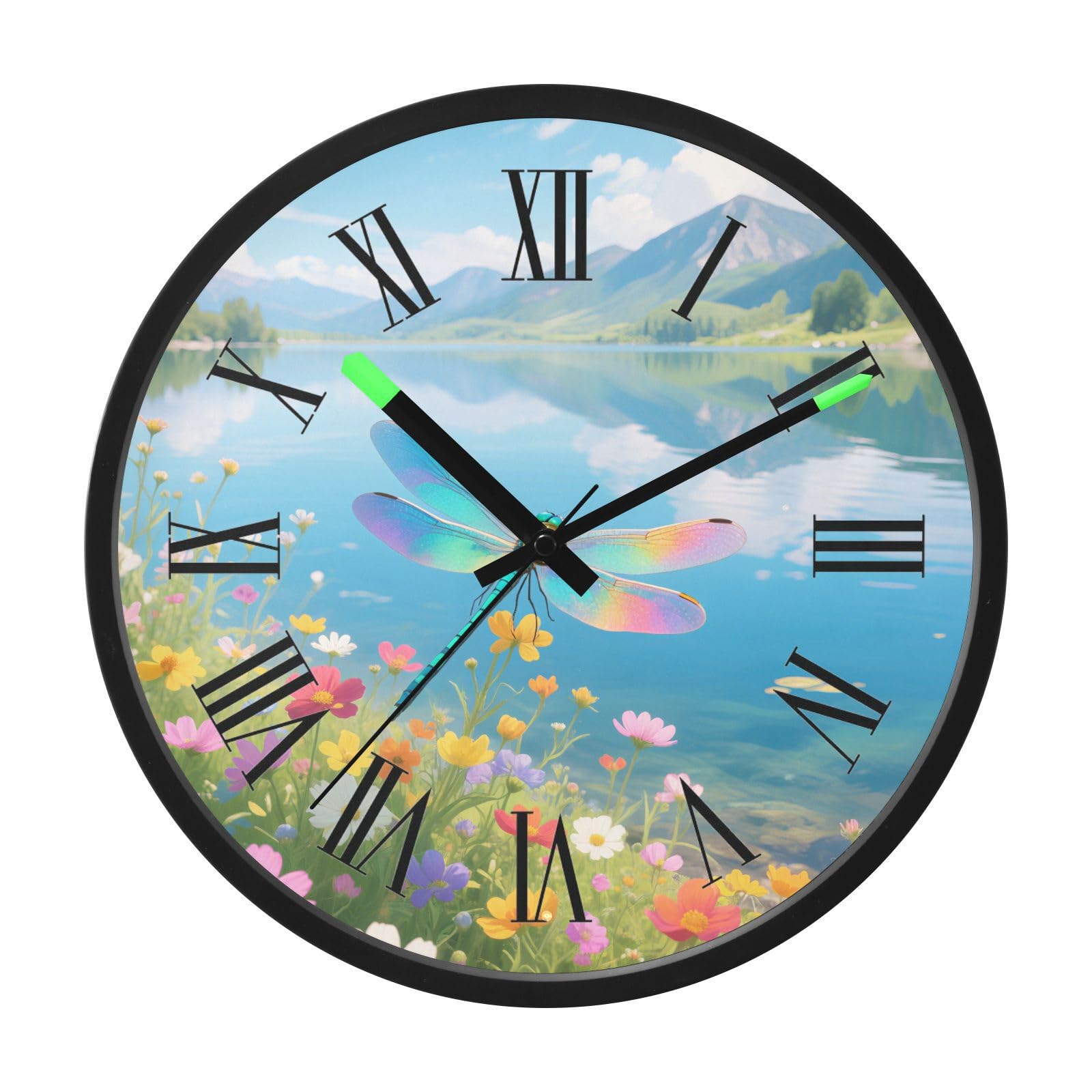 Horloge murale ronde lumineuse à activation vocale et mouvement analogique silencieux