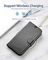 Vista 5 de OCASE Funda tipo cartera compatible con iPhone 13 Pro, de piel sintética, con tarjetero, soporte de bloqueo RFID