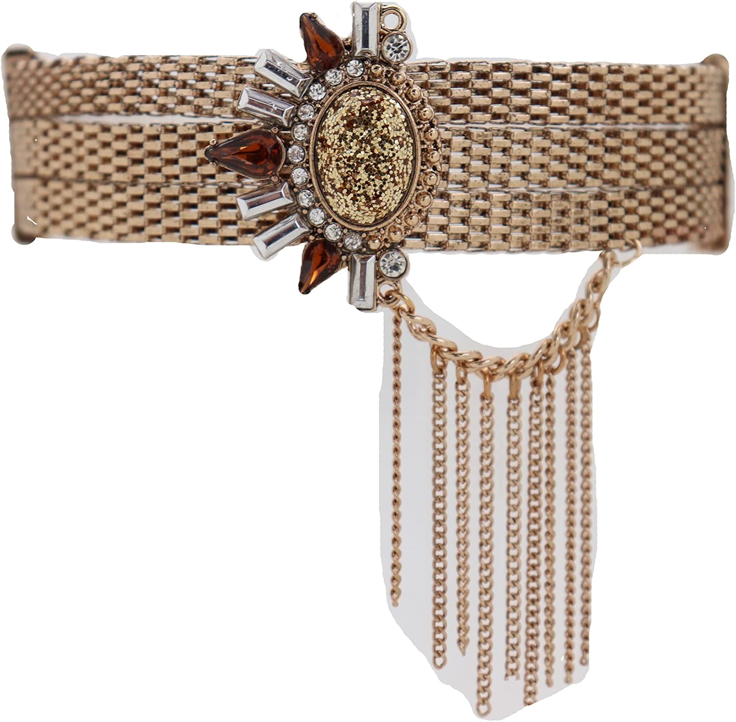 Women Western Boot Chain Bracelet Gold Mesh Metal Glitter Sun Bling Shoe Anklet Charm Tassel Wave
