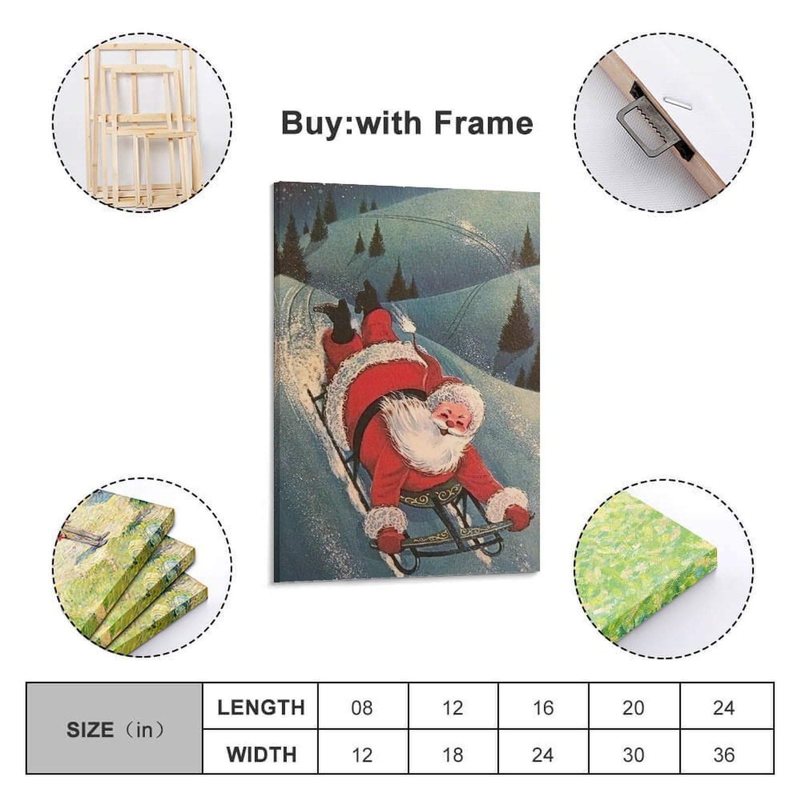 CWLLOG Stampe artistiche da parete su tela, poster natalizio con Babbo Natale che mostra dinamiche festival, decorazione moderna per soggiorno e camera da letto, 40 x 60 cm