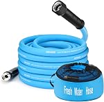 Kohree 50FT RV Tuyau d'eau, 5/8.00 Tuyaux d' eau potable avec couvercle résistant à l'abrasion et raccords ergonomiques en aluminium Grip, sans plomb, sans évier, tuyau de jardin flexible pour jardin Camper