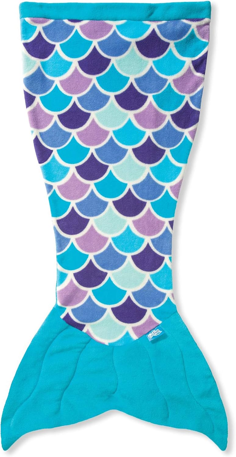 Fin Fun Mermaid Tail Blanket Kids, Girls and Boys - Cuddle Tails - Perfect Birthday Kids, Aqua Dream