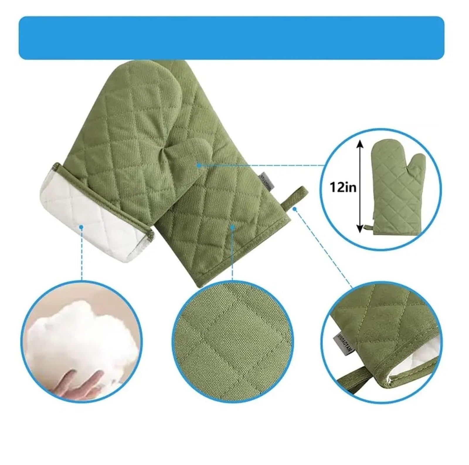 Set de moufles Four et maniques, Coton Microfibre, 4 pièces