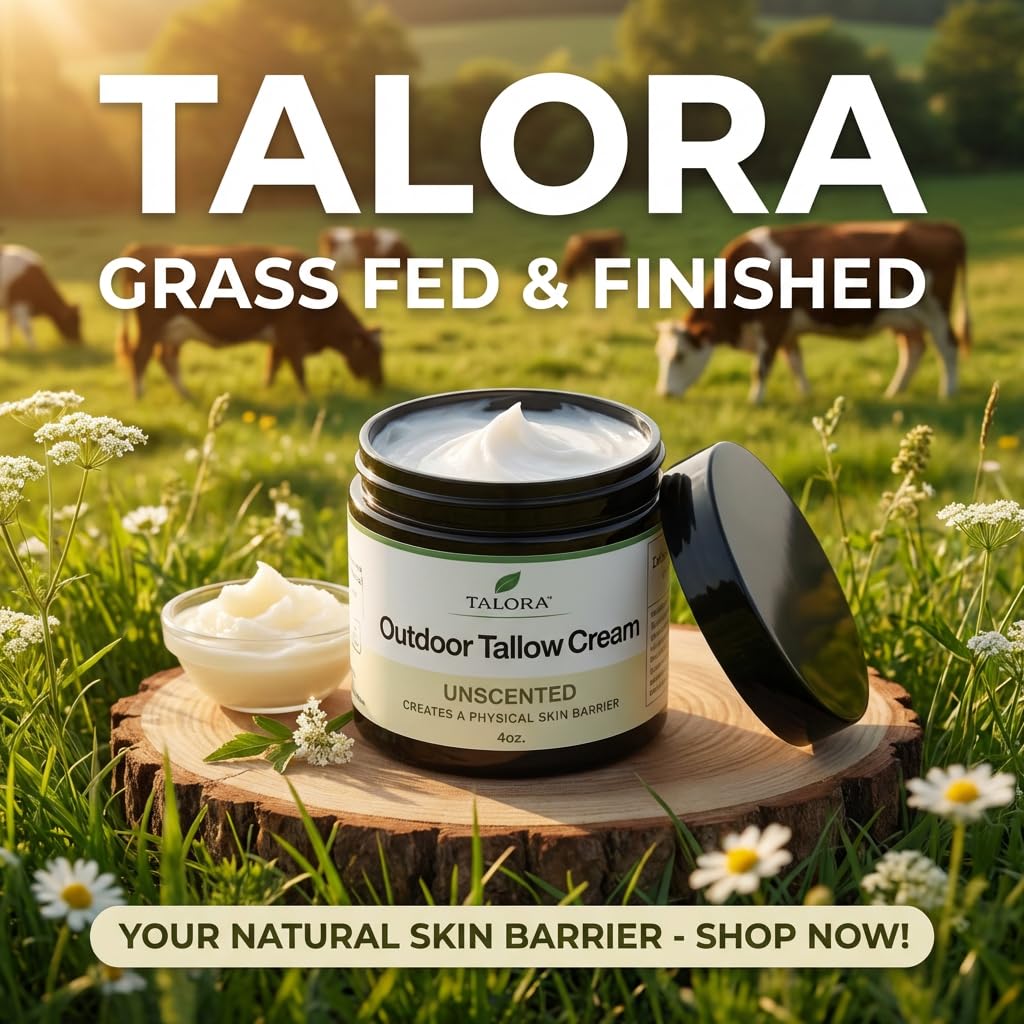Outdoor Tallow Cream: Unscented | 100% Grass-Fed & Finished Beef Suet Tallow Moisturizer with Organic Jojoba Oil | Deeply Nourishing | All-Natural Skin Cream for Outdoor & Dry Skin (4oz)