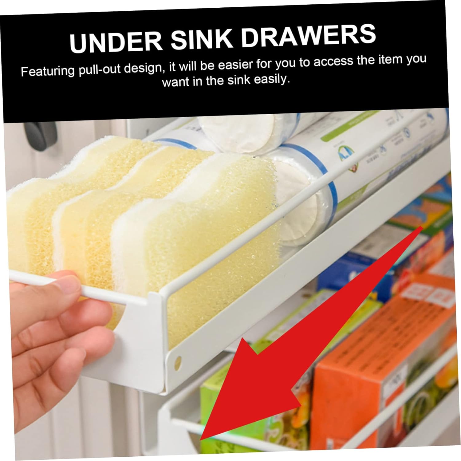 Drawer Storage Rack under Sink Spice Holder Kitchen Cabinet Rack Spice Jar Storage