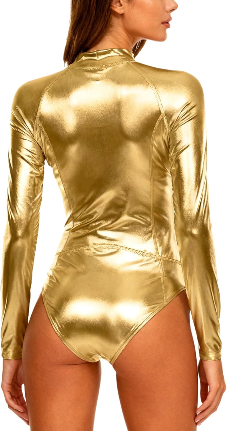 Sywiyi Women Adult Long Sleeve Leotard One Piece Jumpsuits For Jazz Dance Beach Gymnastics