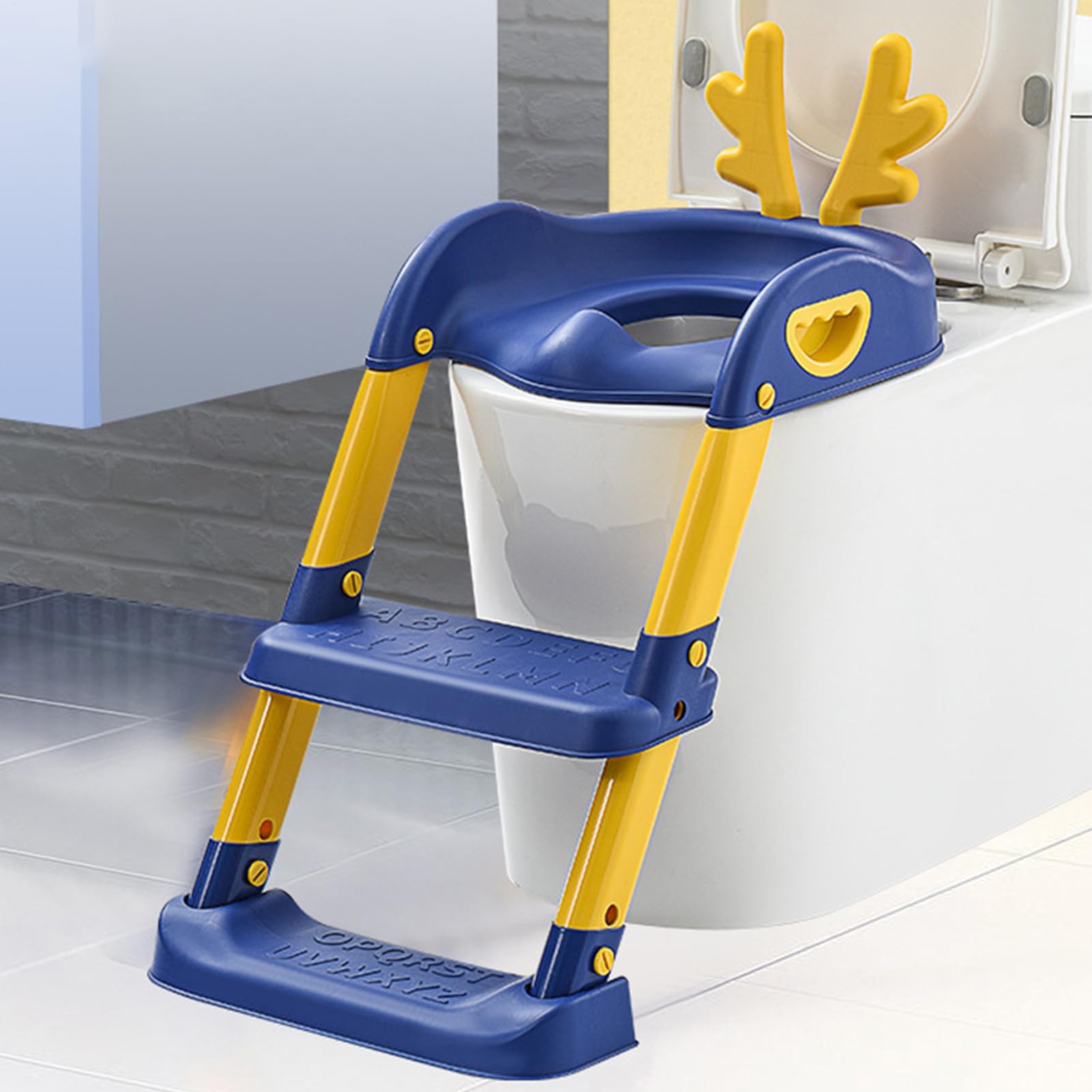 2 in 1 Töpfchen für Kleinkinder:Klappbarer Toilettensitz für Kinder 39 x 69 cm Treppe Tritthocker Rutschfestes Pad tragbares Badezimmer Zubehör für Mädchen Training