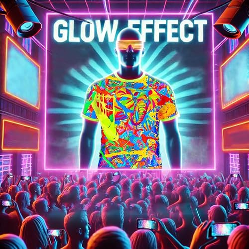 Miniatura 8 de aofmoka - Camiseta ultravioleta hecha a mano, reactiva a luz negra, con impresión decorativa