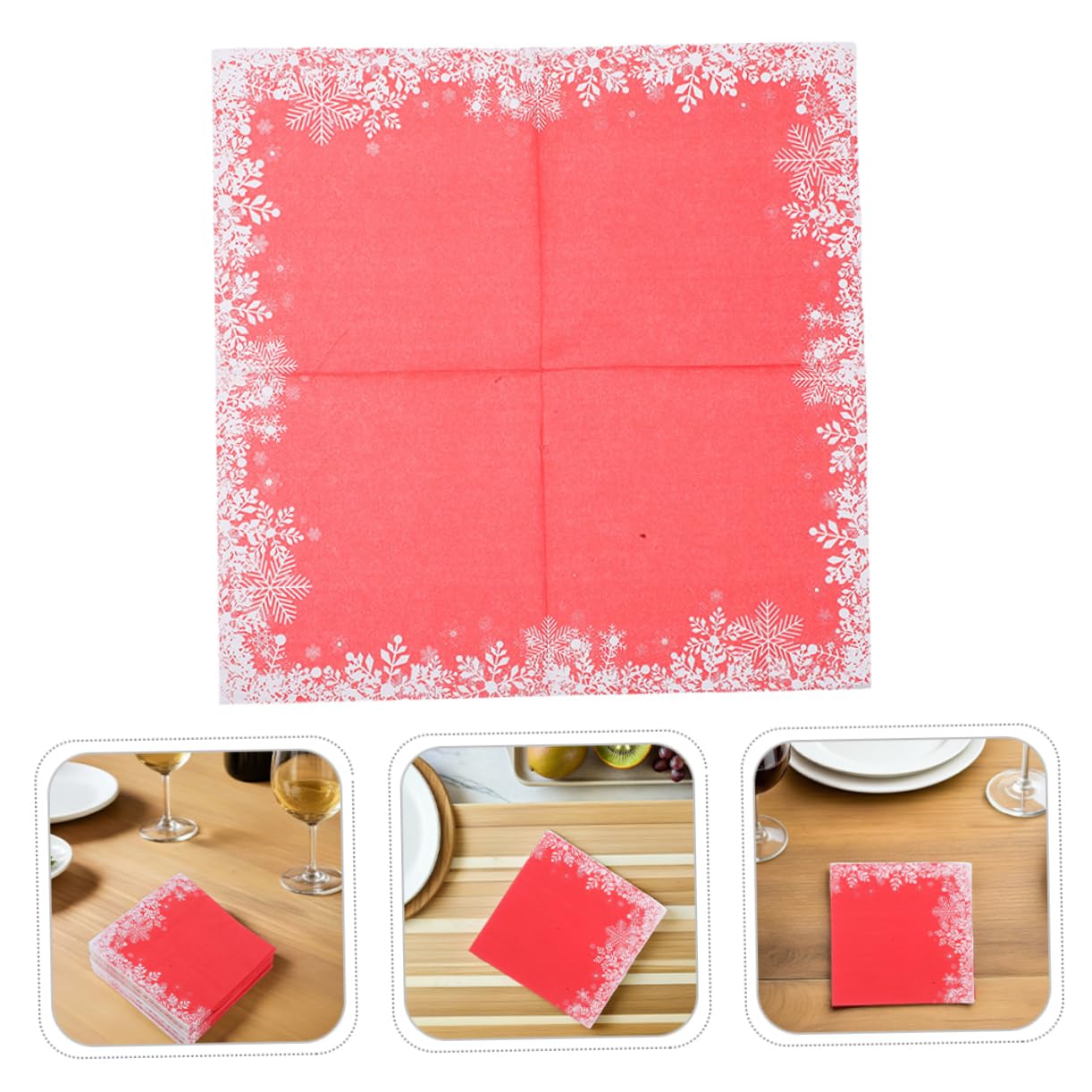 120piezas Servilletas Desechables Rojas Copos Para Fiestas Navideñas Unidades Para Cenas y Celebraciones De Navidad