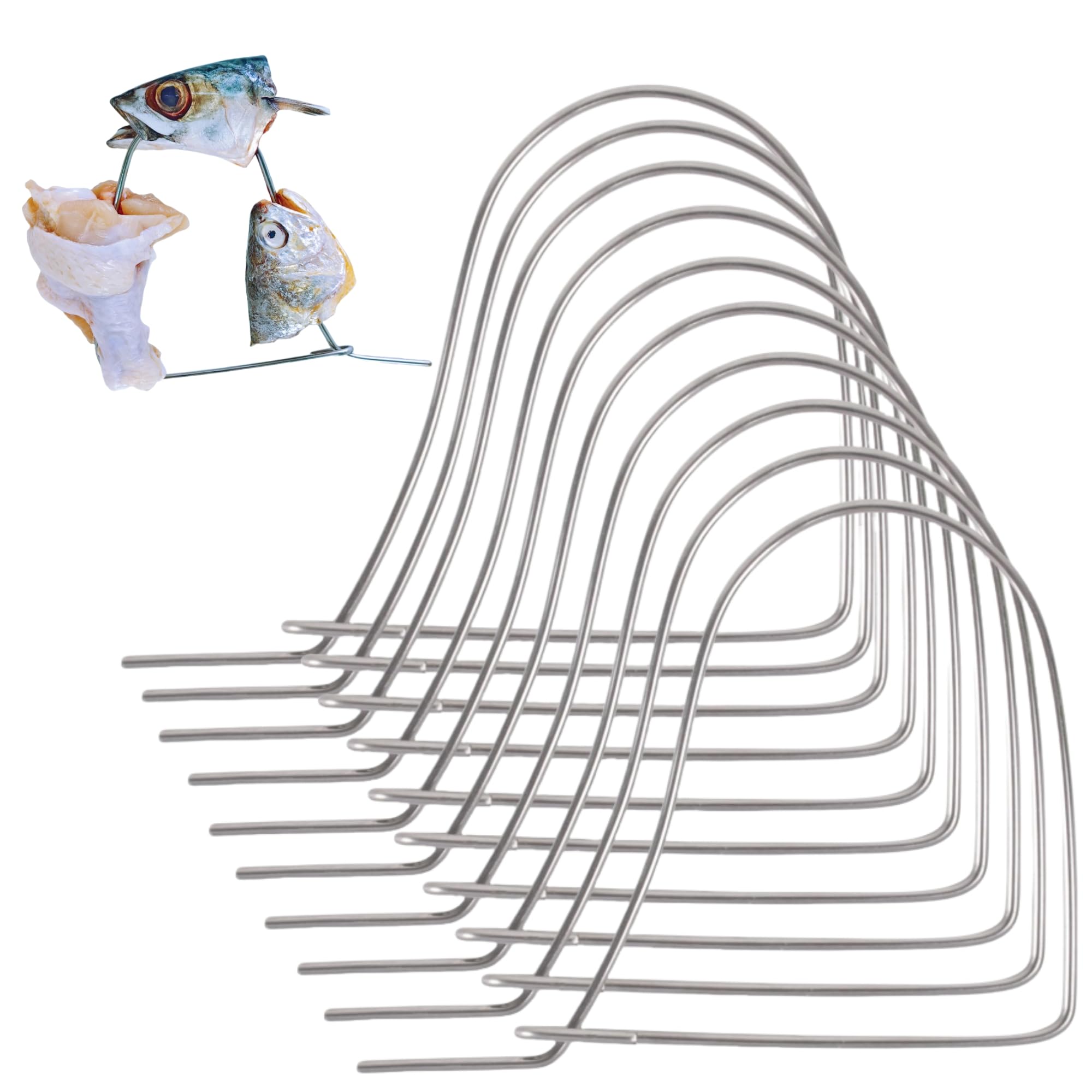 George Garden 10PCS Stainless Steel Bait Pin Combo 4.5" for Rigging Bait in Crab Trap, Silver