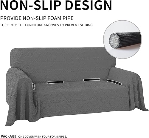 Miniatura 3 de Easy-Going Funda de sofá biplaza de 80 x 118 pulgadas, funda de terciopelo jacquard para sofá de 2 cojines, fundas seccionales en forma de L para