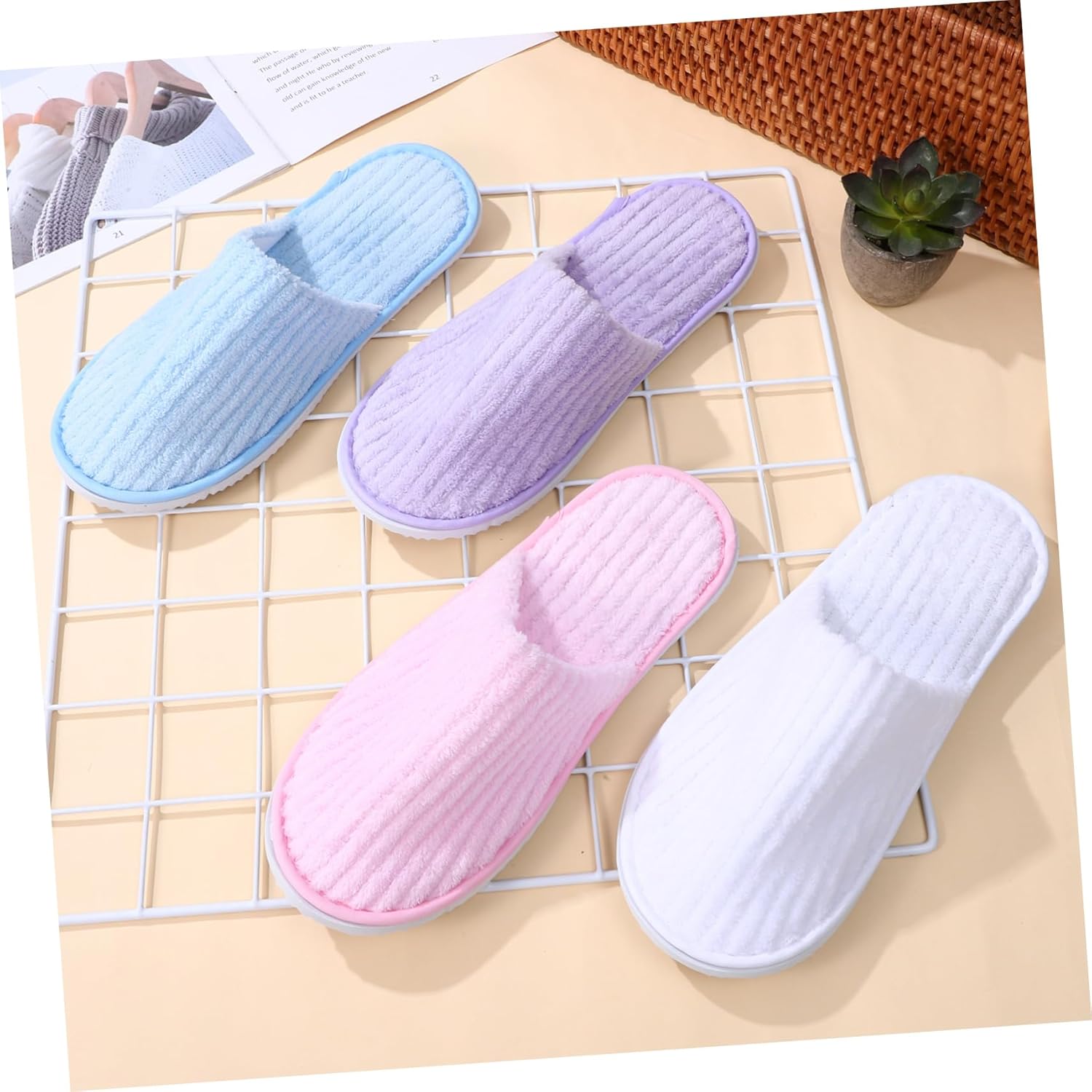 12Pairs Disposable Slippers for Guests Nonslip House Shoes Comfortable Hygienic Pedicure Slippers for Home Use for Spa and Indoor
