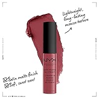 Vista 2 de NYX PROFESSIONAL MAKEUP Crema labial suave mate, lápiz labial líquido ligero - Budapest (Mauva profunda con matiz rojo)