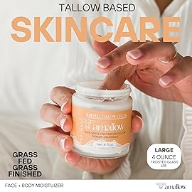 Amallow 100% Grass Fed Beef Tallow for Skin Care - Face + Body - Whipped Moisturizer - Natural Lotion, 4 FL. oz. (Orange Creamsicle)
