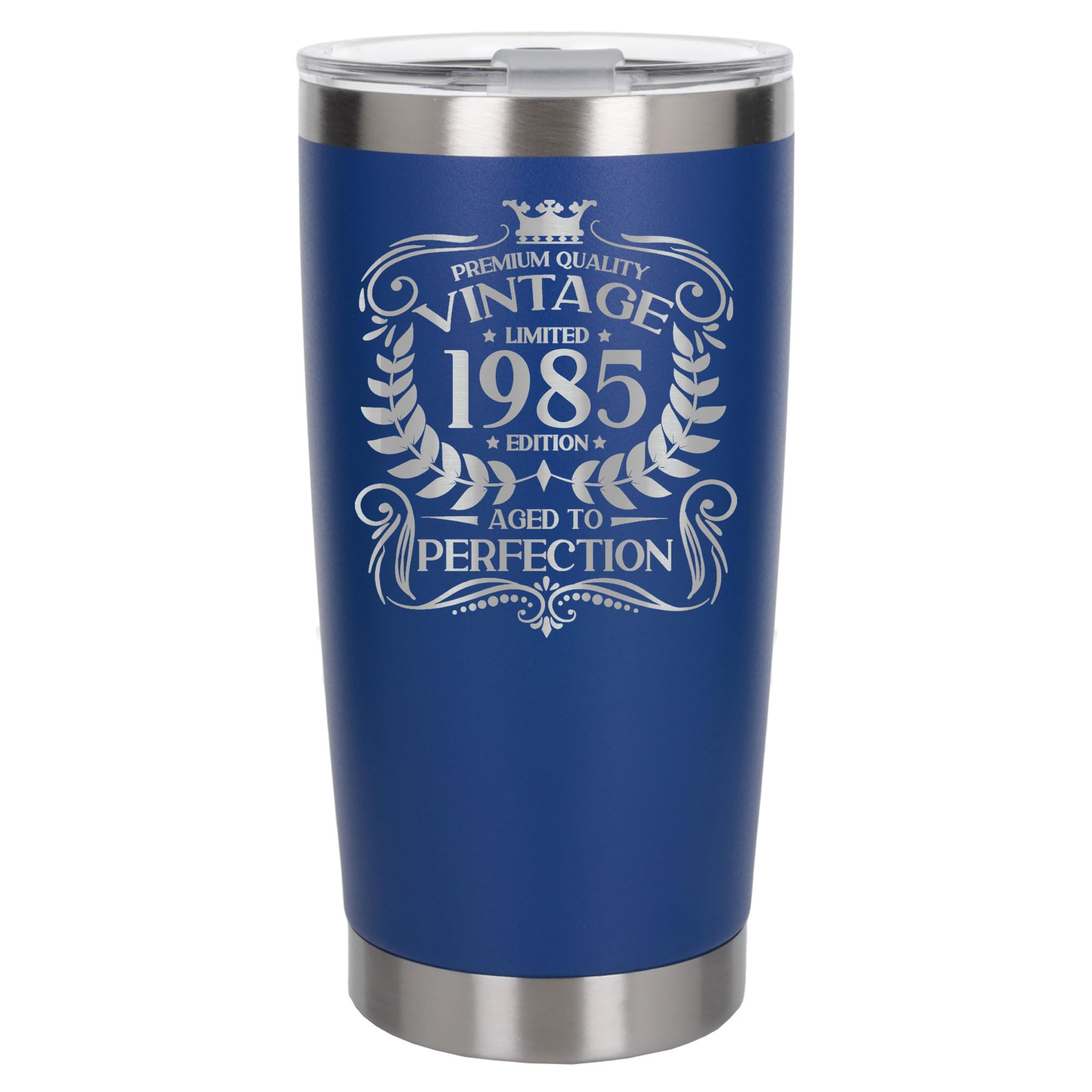Always Looking Good 41st Birthday Gift Vintage 1985 Aged to Perfection Engraved Insulated Travel Mug Present for 41 Year Old Dark Blue Thermal Coffee Flask Travel Mugs with Lids