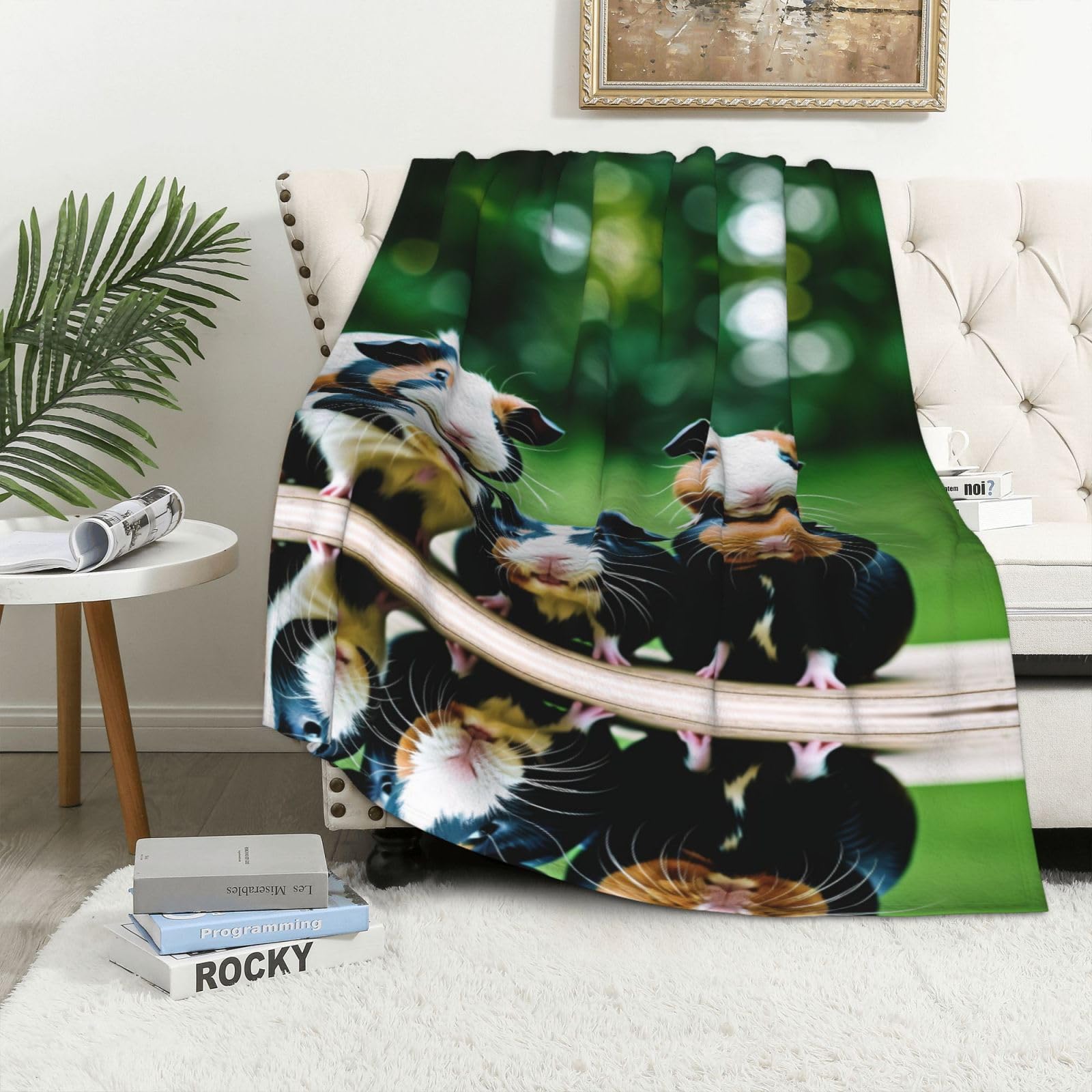 Cute Cavyes Flannel Blanket Super Soft Cozy Lightweight Throw Blankets for Couch Sofa Bed, 40 X 60 in Normal