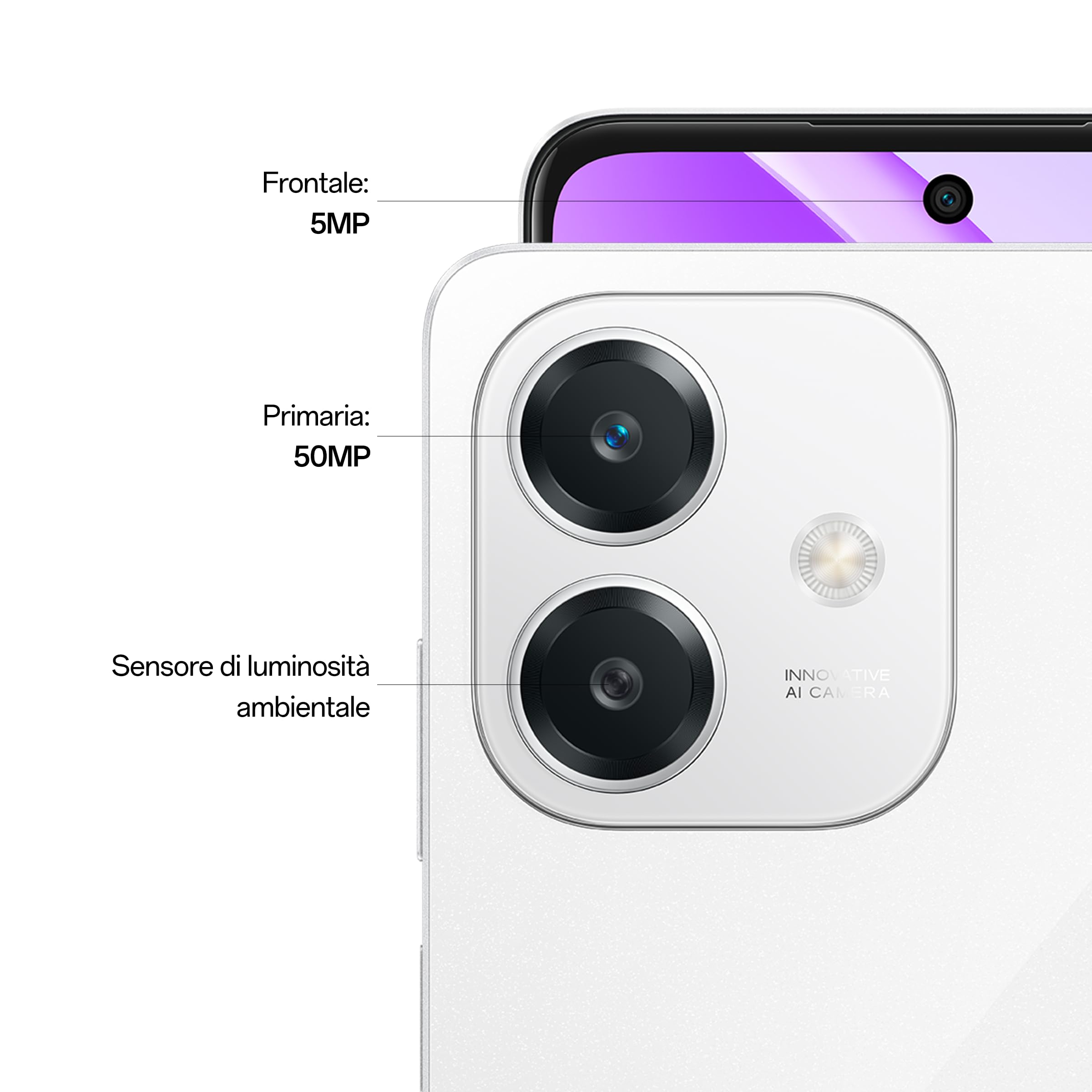 OPPO A40M Smartphone, Fotocamera AI 50MP, Selfie 5MP, Display 6.67” 90HZ LCD HD+, 5100mAh, RAM 16GB (8+8) +ROM 256GB (esp1TB), IP54, Supporto Auto [Versione Italia], Starlight White