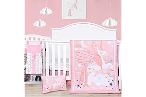 JISEN Cuna para Niña con 5 Piezas, Unicornios