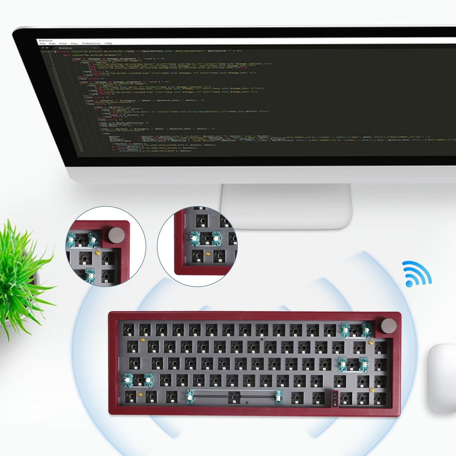 Generico Tastiera meccanica RGB: layout compatto a 67 tasti, copritasti | resistenti, connessione USB cablata | Tastiera per computer desktop