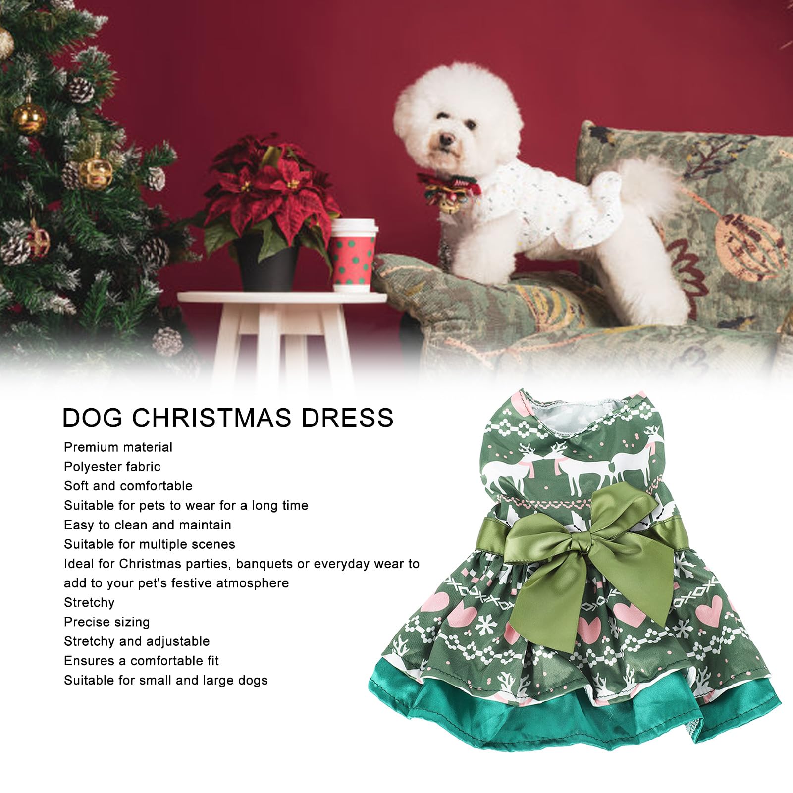 white christmas dresses Parisian Pet 'Mrs. Claus Dress' Dog & Cat Shirt – Holiday Pet Apparel