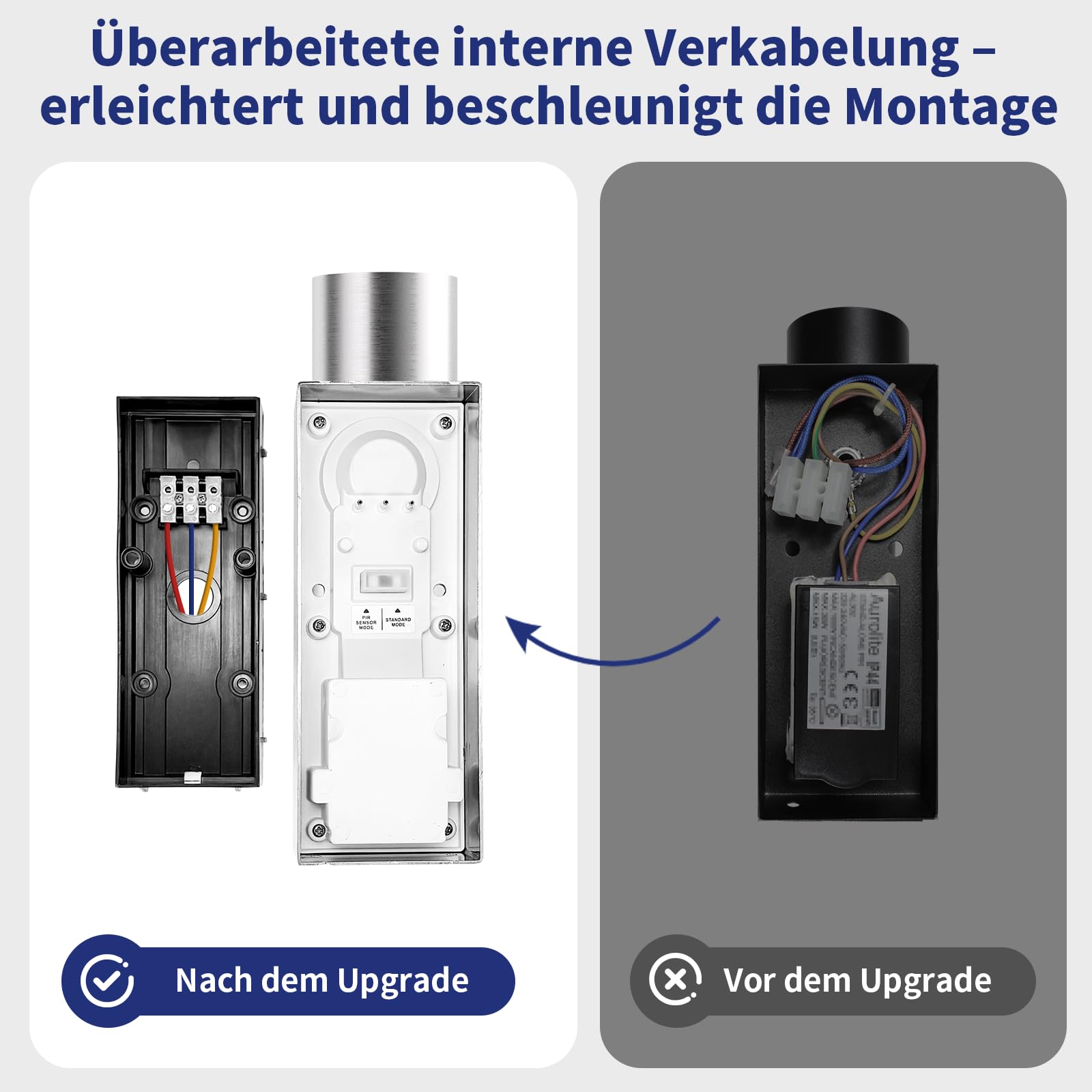 Allesgute LED Außenleuchte mit Bewegungsmelder IP44 Modern UP Down Wandleuchte Aussen Gebürstet Edelstahl Wandlampe für Garten Balkon, Inkl. 5W 500LM GU10 Leuchtmittel Warmweiß