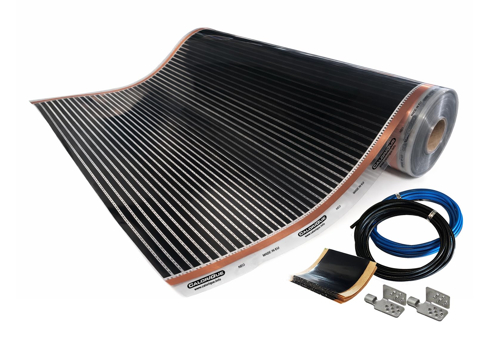 Riscaldamento Elettrico a Pavimento con Infrarossi CALORIQUE – 150 W/m² – Set 2,0 m², larghezza 100 cm – Basso Consumo, Ideale per Nuove Costruzioni e Ristrutturazioni