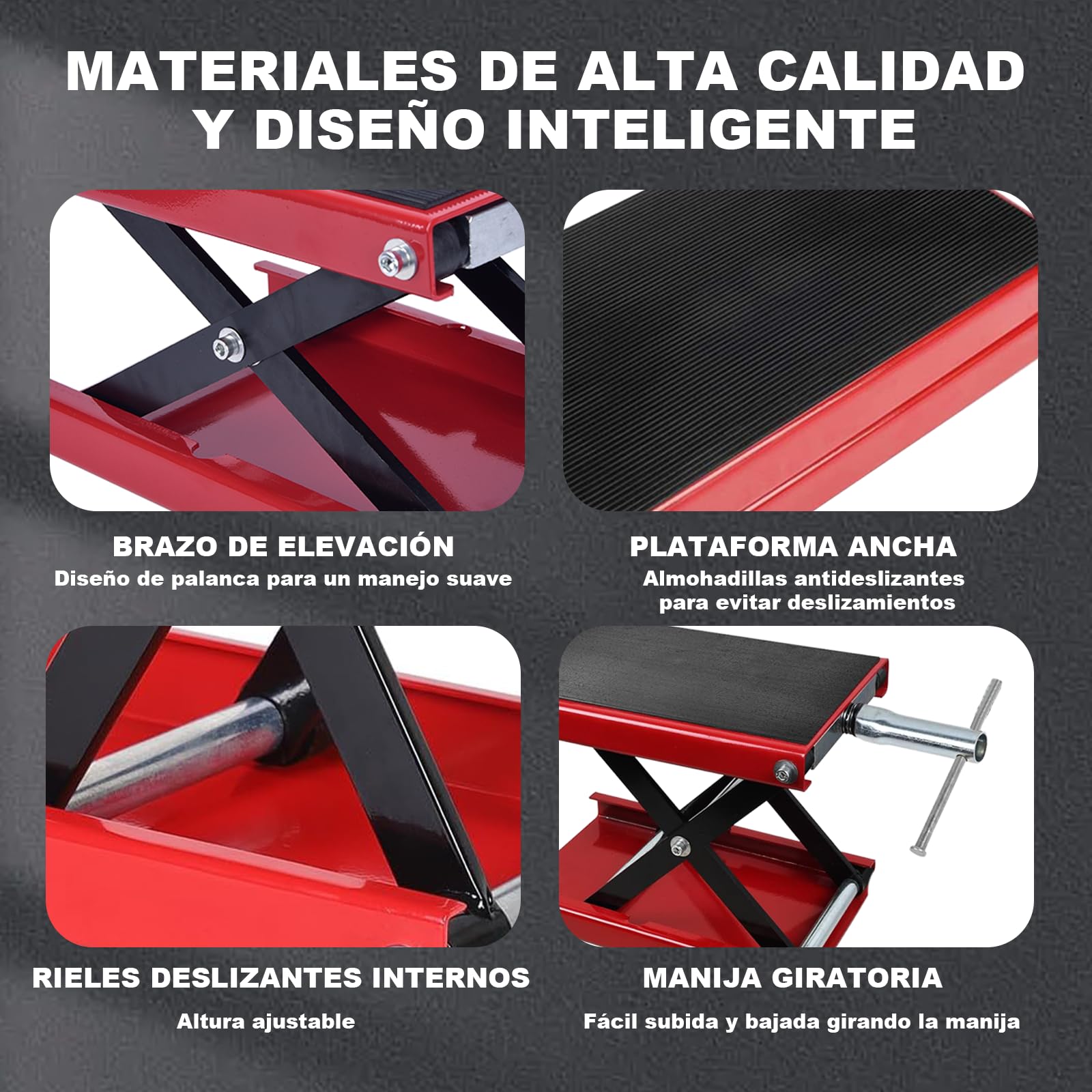Plataforma elevadora de motocicleta - 500 kg/1100 lb para motocicleta, plataforma ancha, rango de elevación de 8,5 cm - 34 cm, para motocicletas, bicicletas, vehículos todo terreno