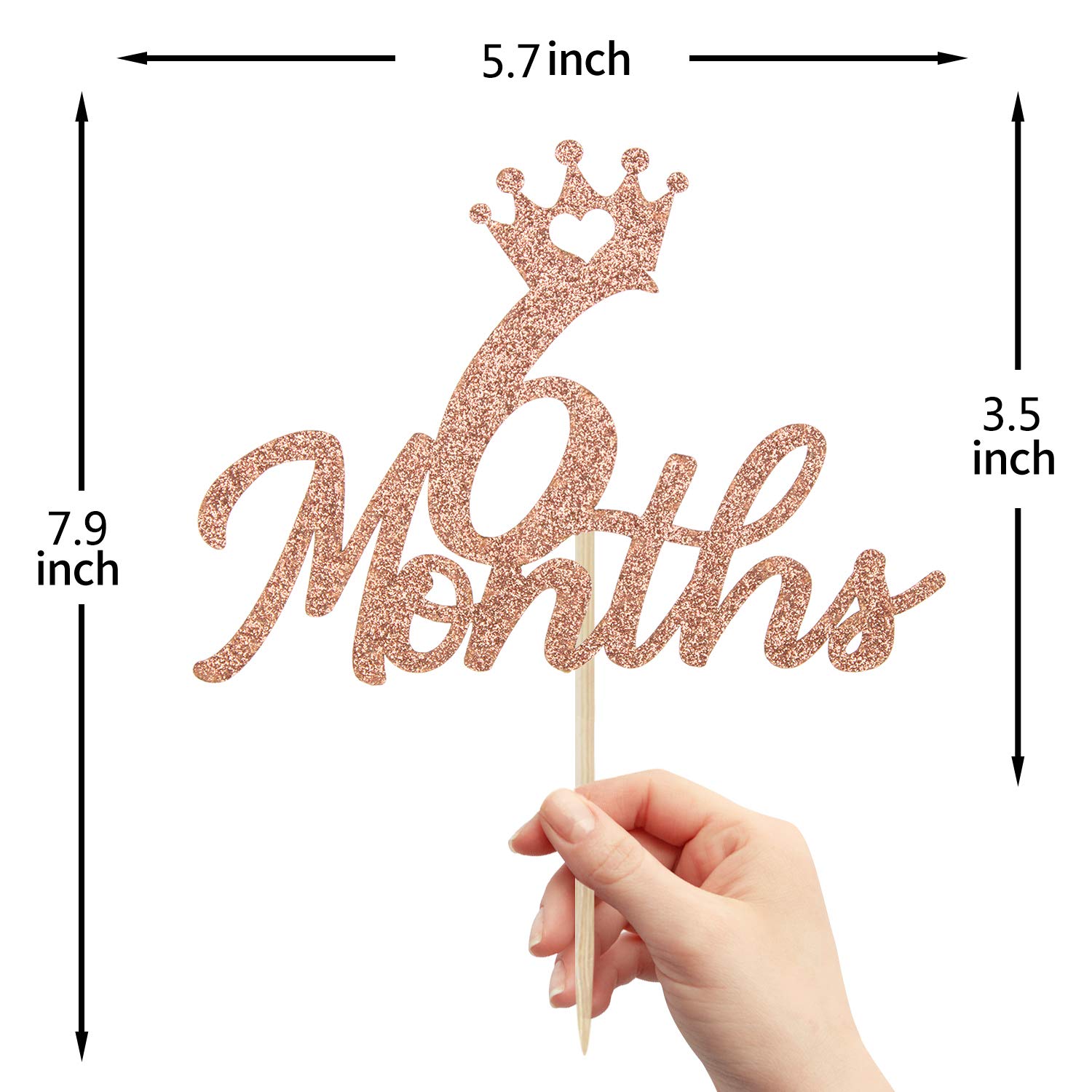 Glitter 1/2 Birthday Cake Topper For Baby's 6 Month Half Year Party - Gold & Silver